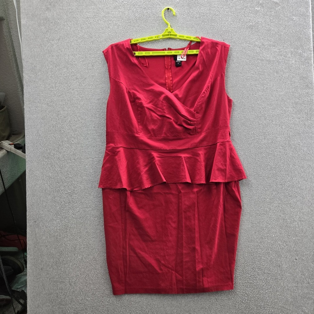 Torrid Women Dress 22 Red Nylon Polyester Peplum Pencil Sleeveless READ